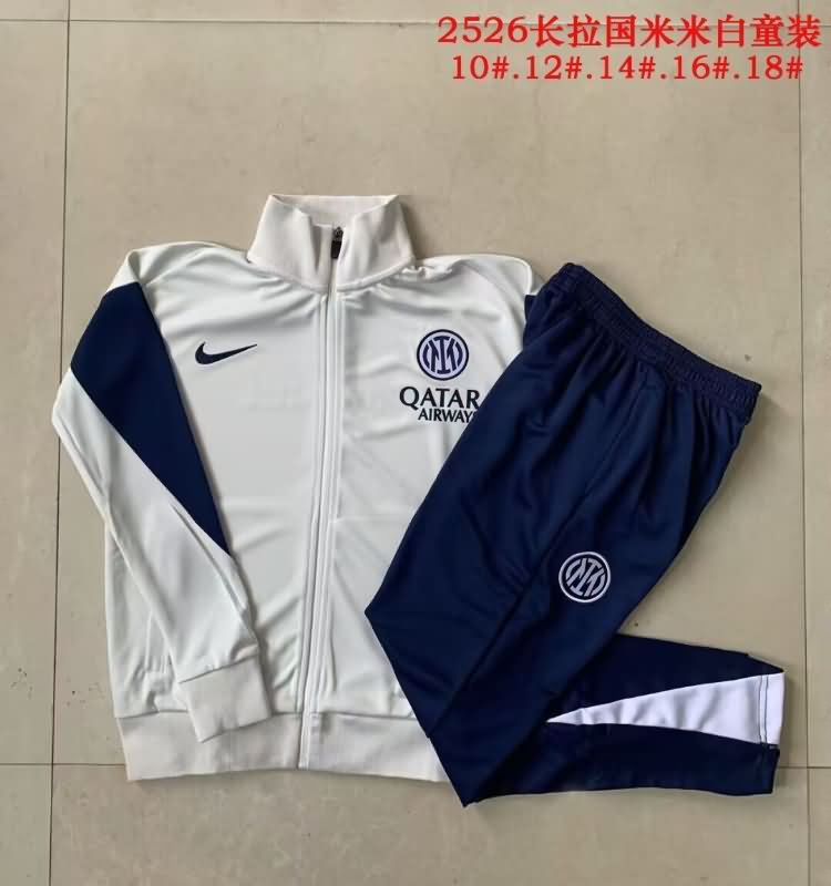 Kids AAA Quality Inter Milan 25/26 White Soccer Tracksuit