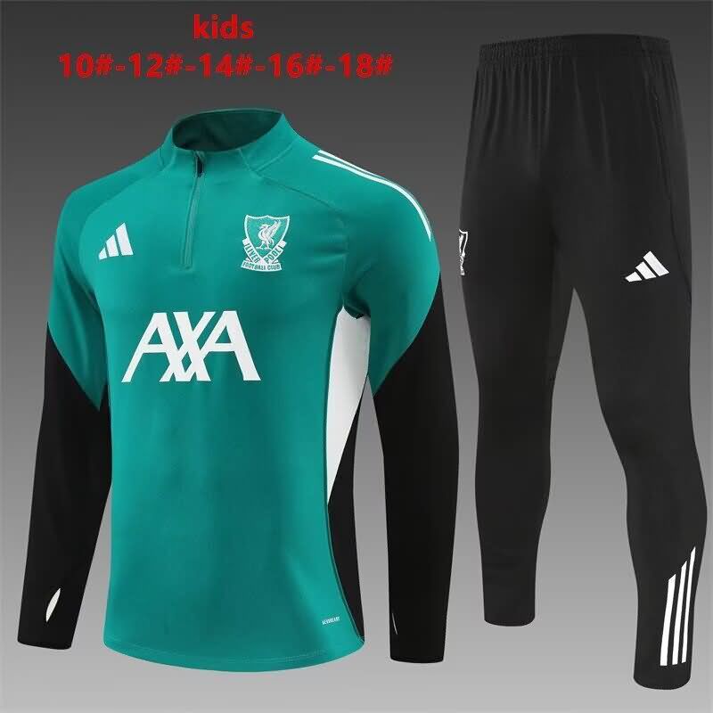 Kids AAA Quality Liverpool 25/26 Green Soccer Tracksuit