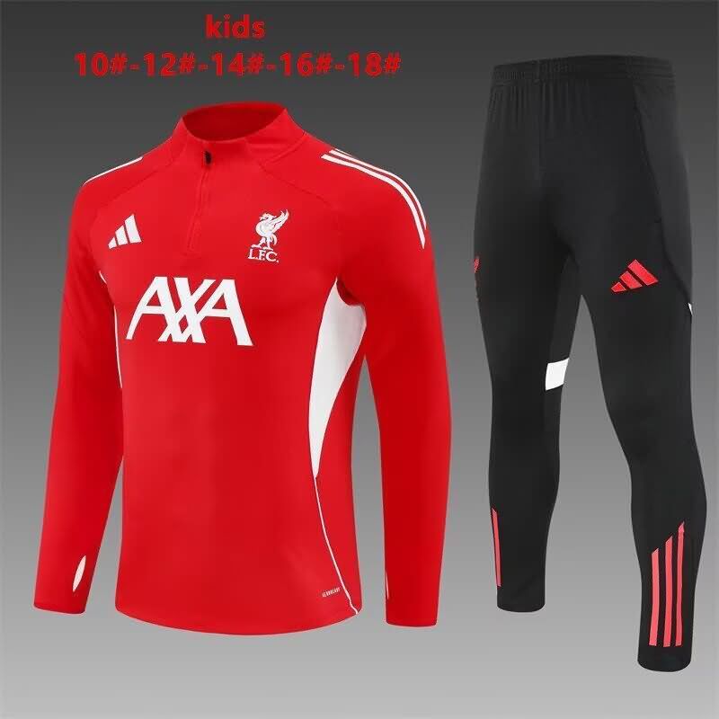 Kids AAA Quality Liverpool 25/26 Red Soccer Tracksuit 02