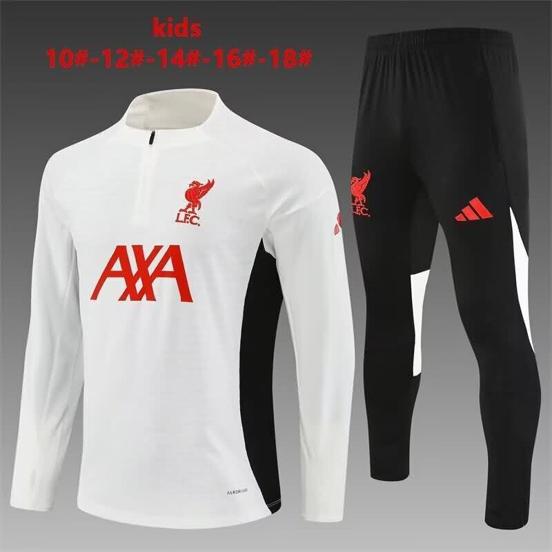 Kids AAA Quality Liverpool 25/26 White Soccer Tracksuit 02