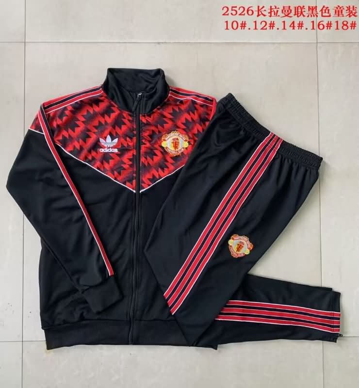 Kids AAA Quality Manchester United 25/26 Black Soccer Tracksuit