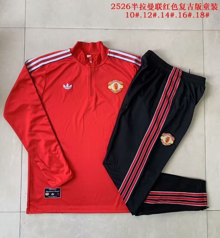 Kids AAA Quality Manchester United 25/26 Red Soccer Tracksuit