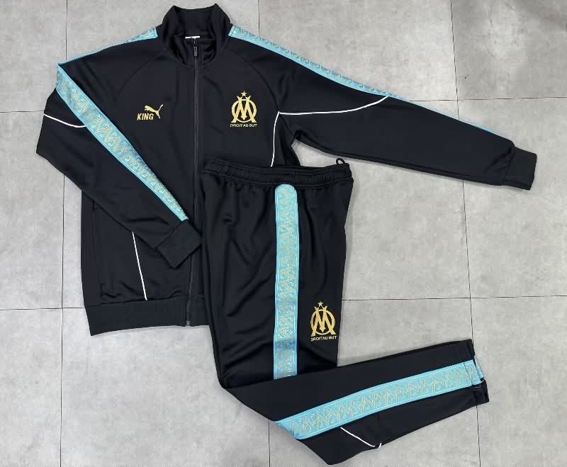 AAA Quality Marseilles 25/26 Black Soccer Tracksuit 02 AAA Quality Marseilles 25/26 Black Soccer Tracksuit 02