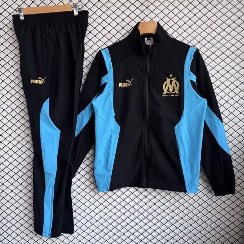 AAA Quality Marseilles 25/26 Black Soccer Tracksuit 03 AAA Quality Marseilles 25/26 Black Soccer Tracksuit 03
