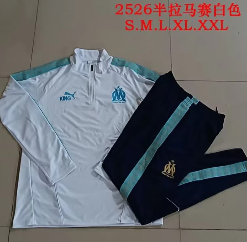AAA Quality Marseilles 25/26 White Soccer Tracksuit AAA Quality Marseilles 25/26 White Soccer Tracksuit