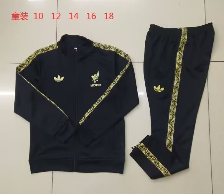 Kids AAA Quality Mexico 2025 Black Soccer Tracksuit