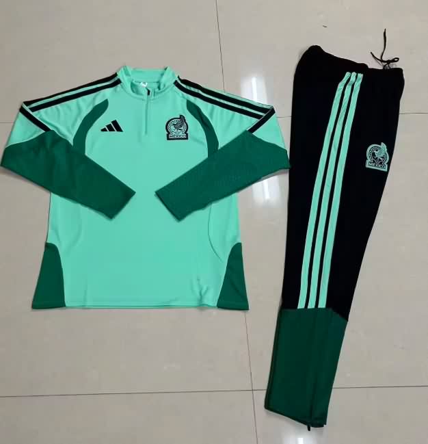 Kids AAA Quality Mexico 2025 Green Soccer Tracksuit