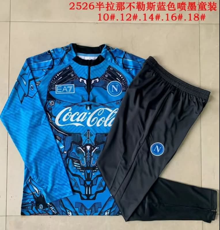 Kids AAA Quality Napoli 25/26 Blue Soccer Tracksuit