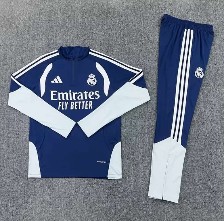 AAA Quality Real Madrid 25/26 Dark Blue Soccer Tracksuit 11