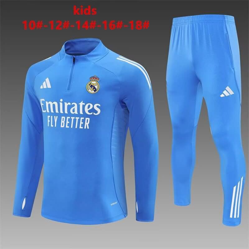 Kids AAA Quality Real Madrid 25/26 Blue Soccer Tracksuit
