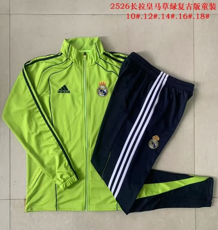 Kids AAA Quality Real Madrid 25/26 Green Soccer Tracksuit 04