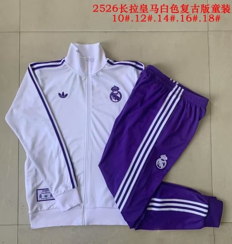 Kids AAA Quality Real Madrid 25/26 White Soccer Tracksuit