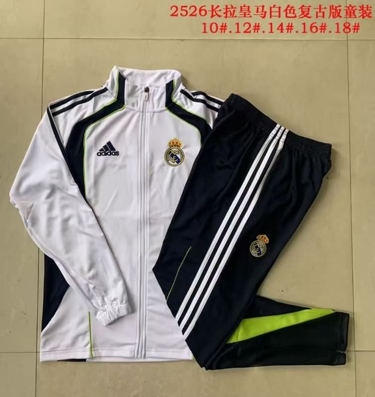 Kids AAA Quality Real Madrid 25/26 White Soccer Tracksuit 03