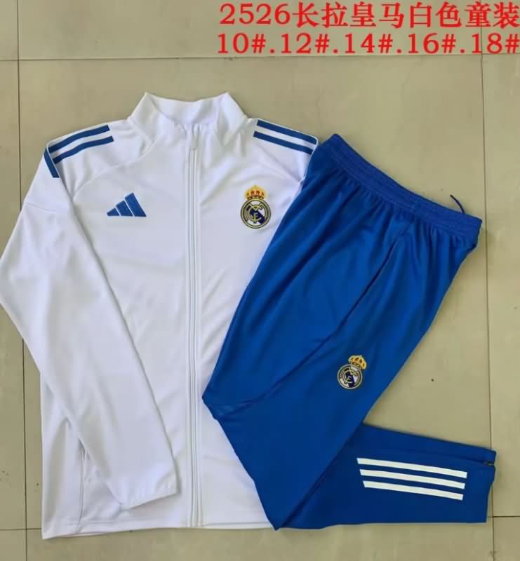 Kids AAA Quality Real Madrid 25/26 White Soccer Tracksuit 06