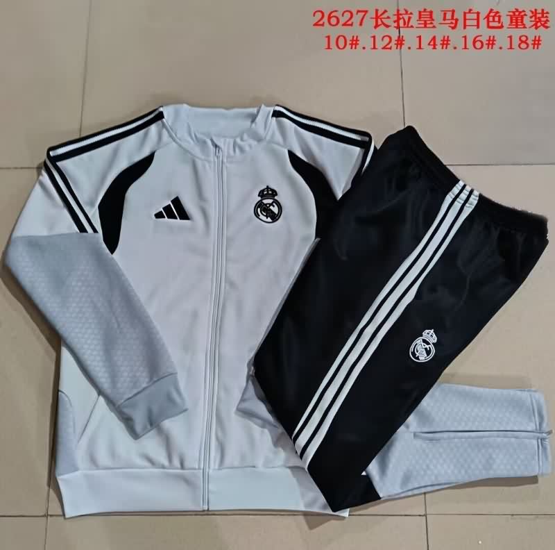 Kids AAA Quality Real Madrid 25/26 White Soccer Tracksuit 09