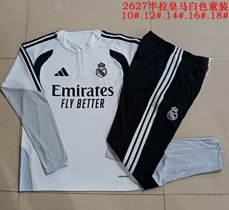 Kids AAA Quality Real Madrid 25/26 White Soccer Tracksuit 10