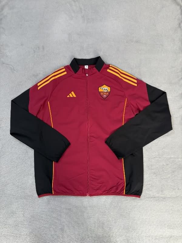 AAA Quality AS Roma 25/26 Red Soccer Windbreaker