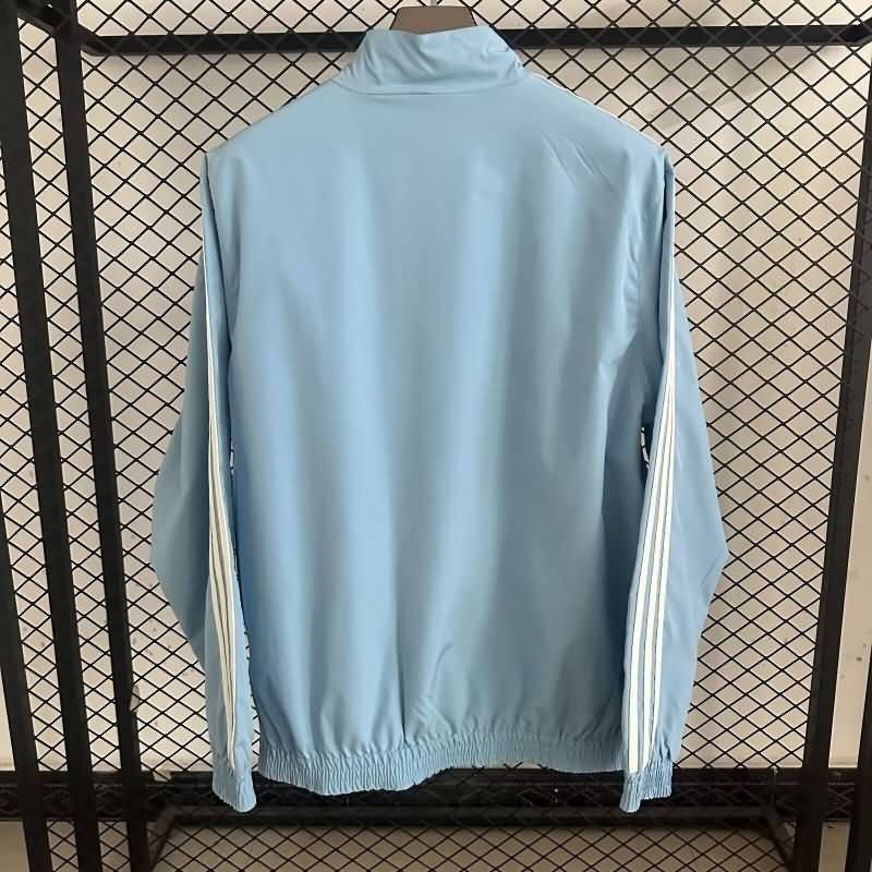 AAA Quality Argentina 2025 Light Blue Purple Reversible Soccer Windbreaker