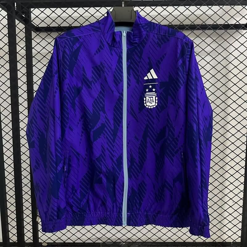 AAA Quality Argentina 2025 Light Blue Purple Reversible Soccer Windbreaker