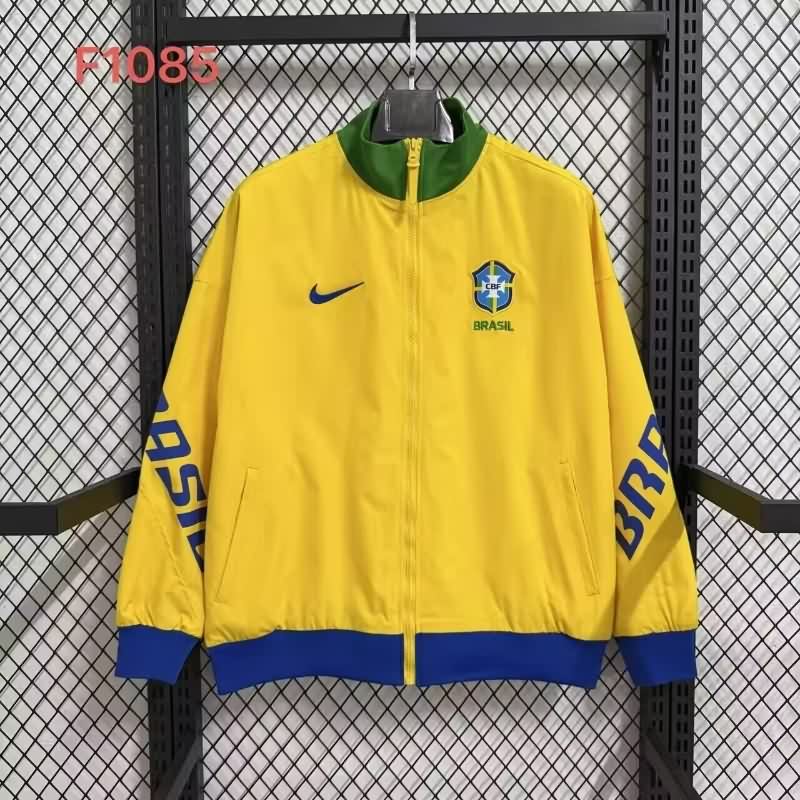 AAA Quality Brazil 2025 Yellow Soccer Windbreaker 02