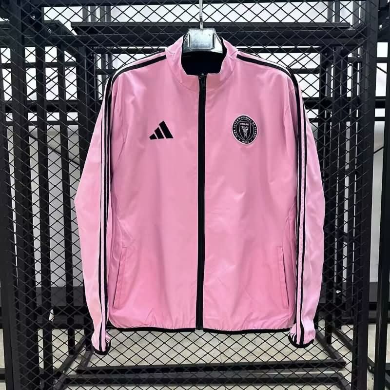 AAA Quality Inter Miami 2025 Pink Black Reversible Soccer Windbreaker