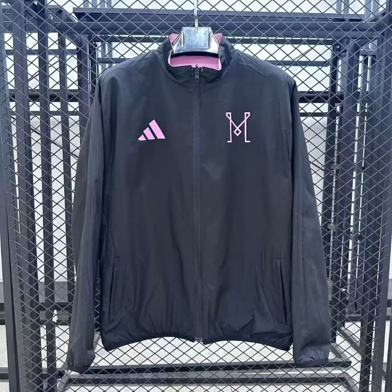 AAA Quality Inter Miami 2025 Pink Black Reversible Soccer Windbreaker