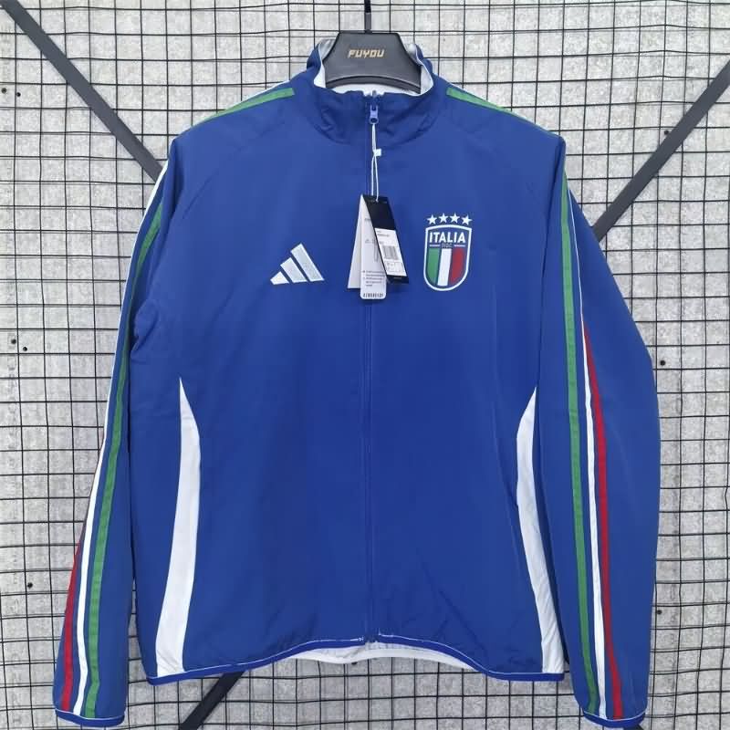 AAA Quality Italy 2025 Blue White Reversible Soccer Windbreaker AAA Quality Italy 2025 Blue White Reversible Soccer Windbreaker