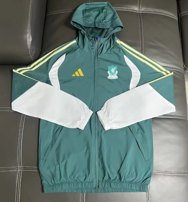 AAA Quality Liverpool 25/26 Green Soccer Windbreaker 02