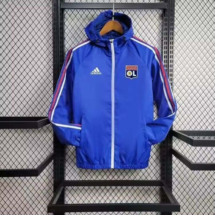 AAA Quality Lyon 25/26 Blue Soccer Windbreaker