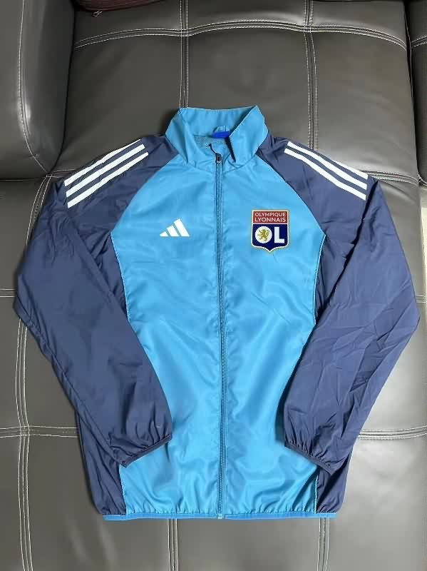 AAA Quality Lyon 25/26 Light Blue Soccer Windbreaker