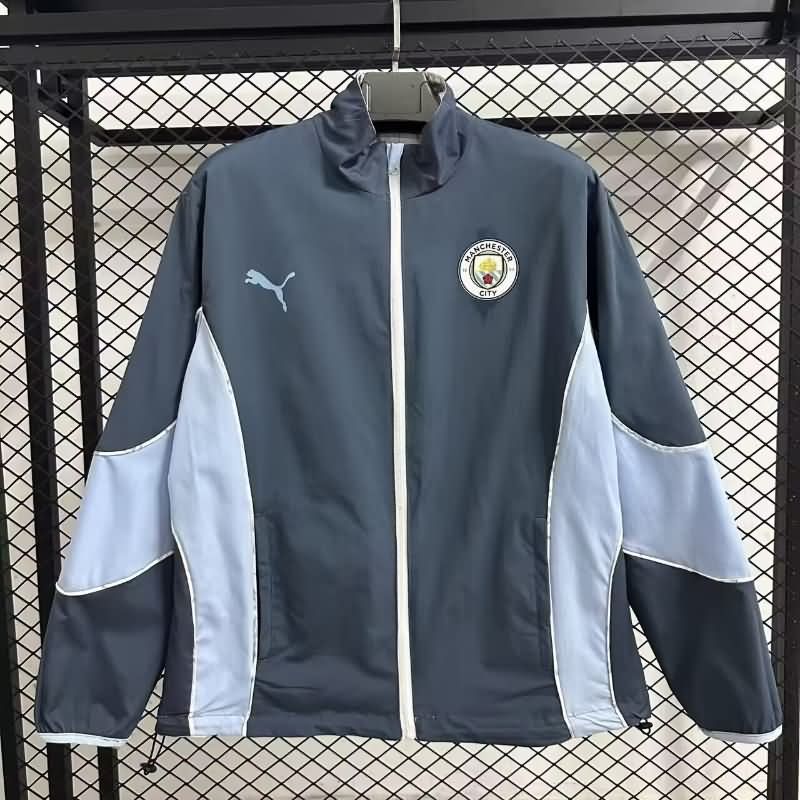 AAA Quality Manchester City 25/26 Dark Blue White Reversible Soccer Windbreaker