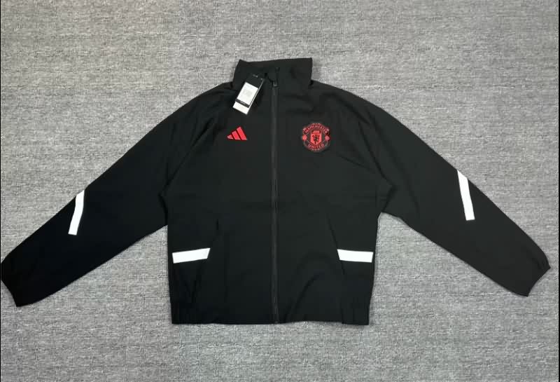 AAA Quality Manchester United 25/26 Black Soccer Windbreaker 04