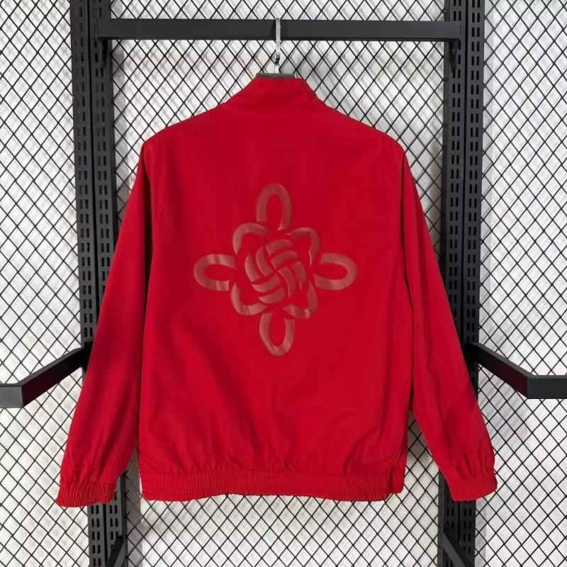 AAA Quality Manchester United 25/26 Black Red Reversible Soccer Windbreaker