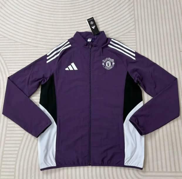 AAA Quality Manchester United 25/26 Purple Soccer Windbreaker AAA Quality Manchester United 25/26 Purple Soccer Windbreaker