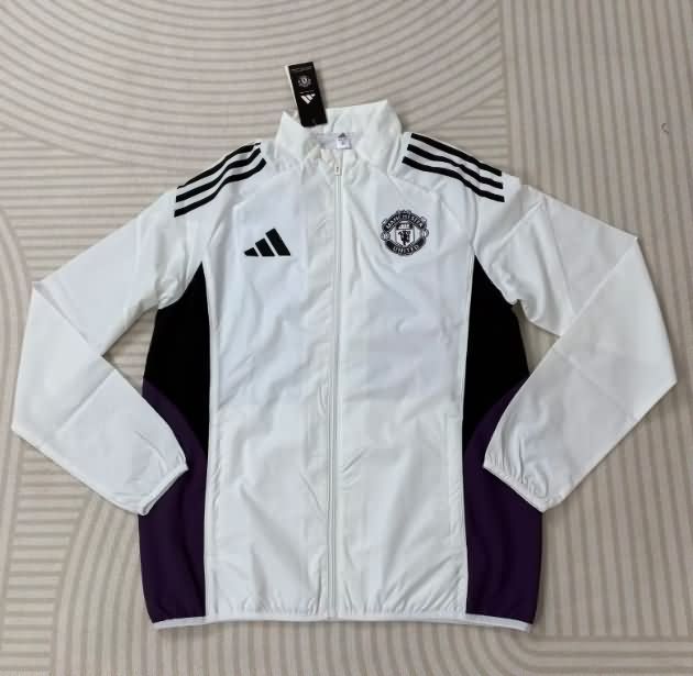 AAA Quality Manchester United 25/26 White Soccer Windbreaker AAA Quality Manchester United 25/26 White Soccer Windbreaker