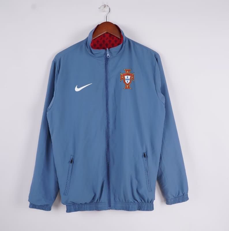AAA Quality Portugal 2025 Red Blue Reversible Soccer Windbreaker