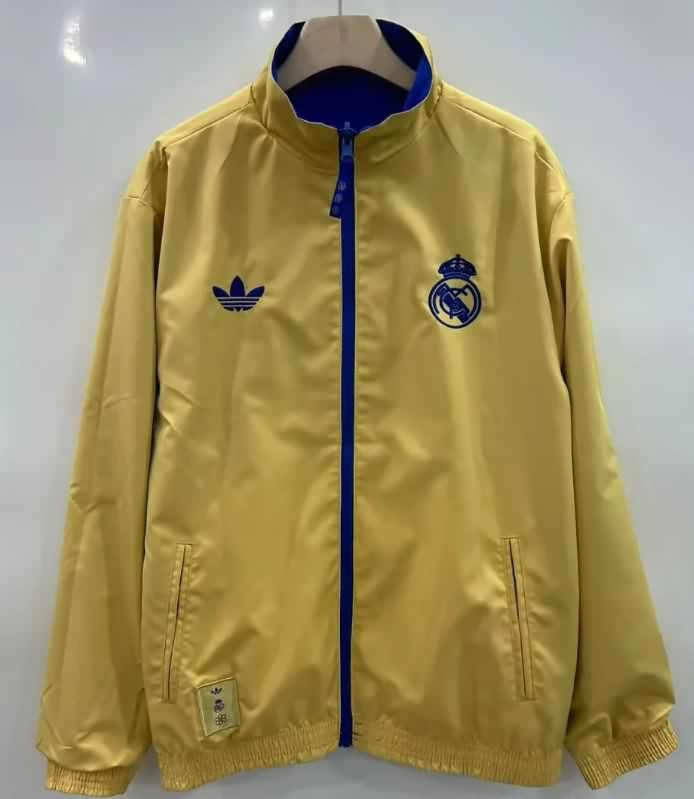 AAA Quality Real Madrid 25/26 Blue Yellow Reversible Soccer Windbreaker