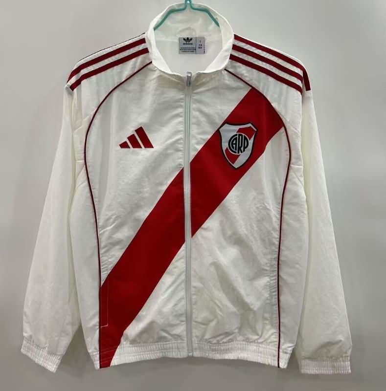AAA Quality River Plate 2025 White Soccer Windbreaker AAA Quality River Plate 2025 White Soccer Windbreaker