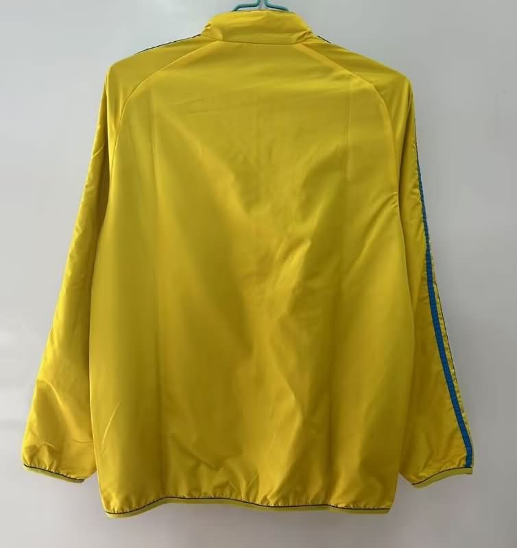 AAA Quality Sweden 2025 Yellow Dark Blue Reversible Soccer Windbreaker
