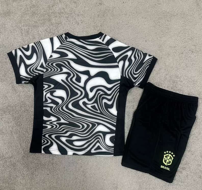 Kids Brazil 2026 Goalkeeper Soccer Jersey And Shorts