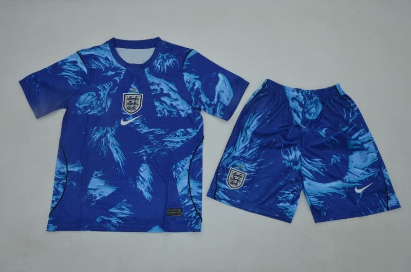 Kids England 2026 Goalkeeper Blue Soccer Jersey And Shorts