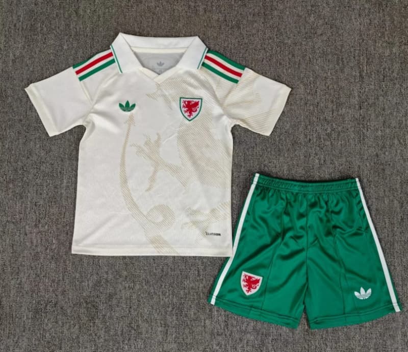 Kids Wales 2026 Away Soccer Jersey And Shorts