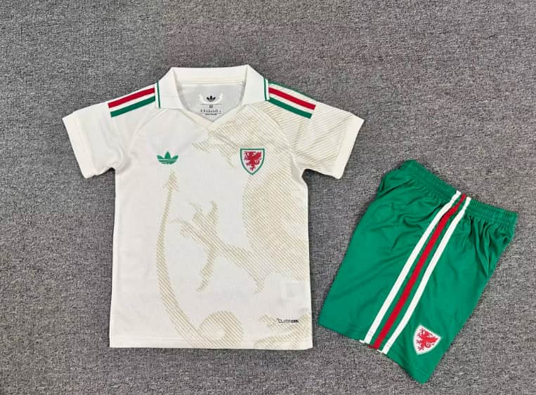 Kids Wales 2026 Away Soccer Jersey And Shorts