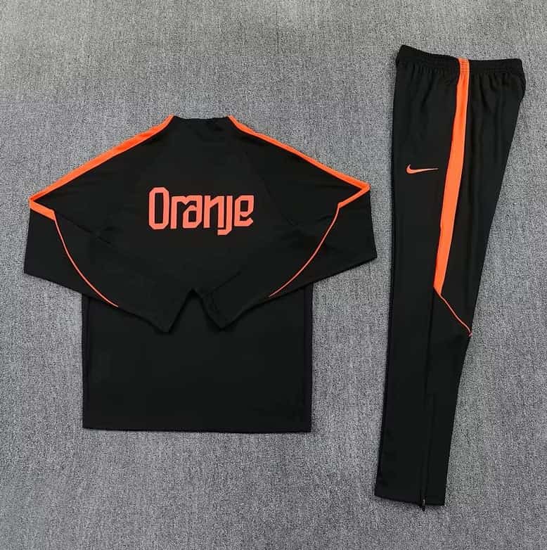 AAA Quality Netherlands 2026 Black Soccer Tracksuit