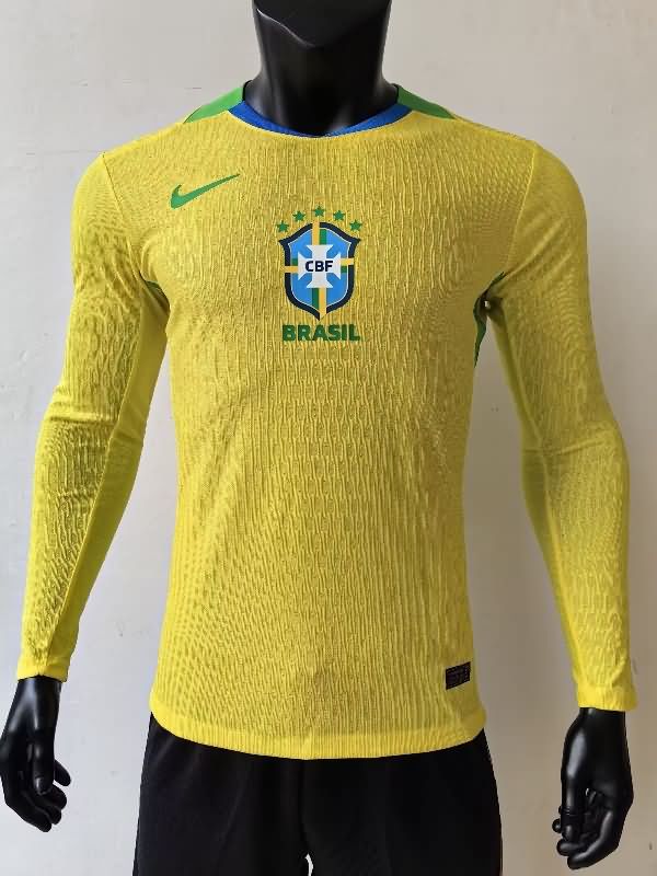 Brazil Soccer Jersey Home Long Sleeve (Player) 2025 Brazil Soccer Jersey Home Long Sleeve (Player) 2025