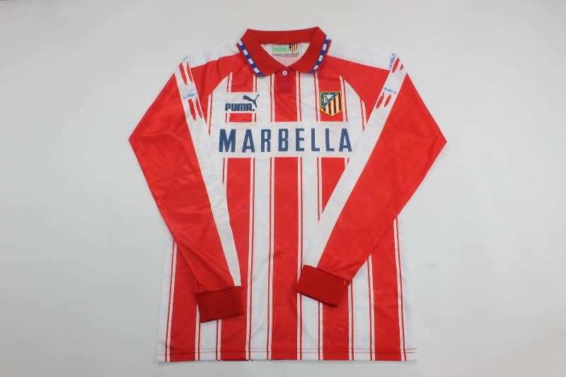 Atletico Madrid Soccer Jersey Home Long Sleeve Retro Replica 1994/95 Atletico Madrid Soccer Jersey Home Long Sleeve Retro Replica 1994/95