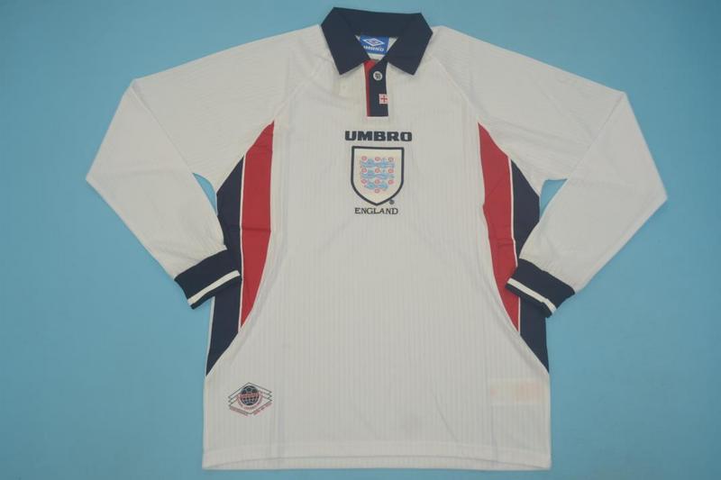 England Soccer Jersey Home Long Sleeve Retro Replica 1998