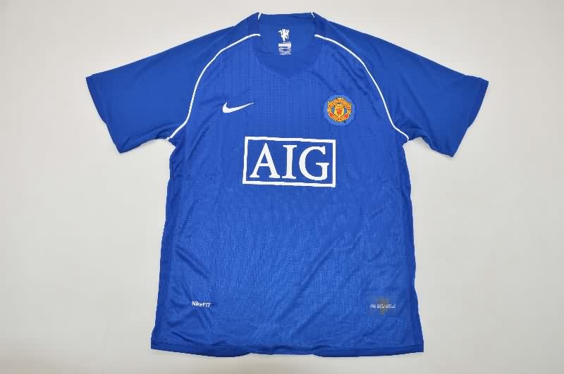 AAA Quality Manchester United 2007/08 Goalkeeper Blue Retro Soccer Jersey