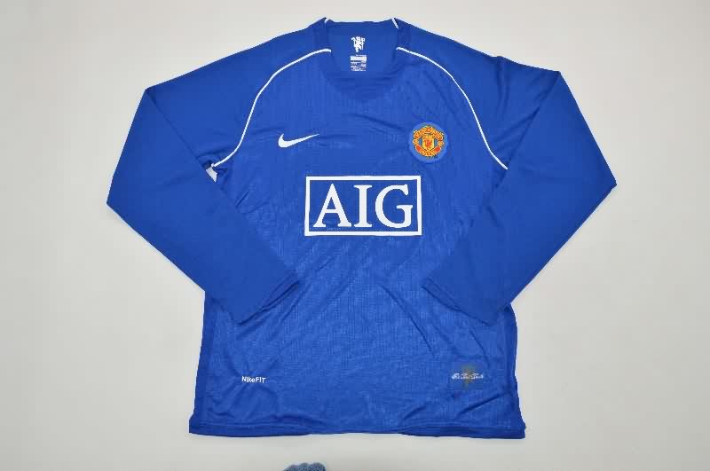 AAA Quality Manchester United 2007/08 Goalkeeper Blue LS Retro Soccer Jersey