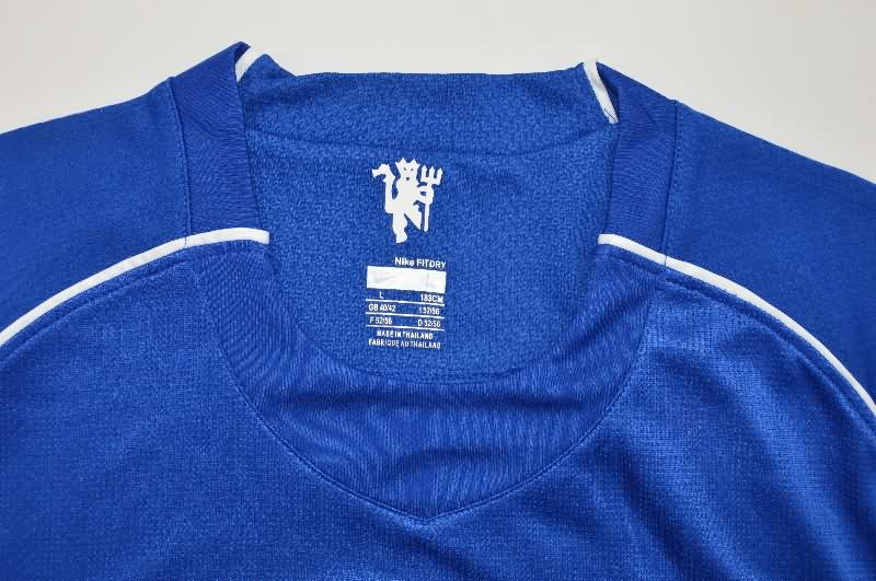 AAA Quality Manchester United 2007/08 Goalkeeper Blue LS Retro Soccer Jersey
